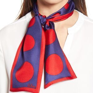 Women's Echo Polka Dot Silk Scarf, Size One Size - Blue